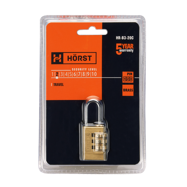 Замок навесной кодовый Horst латунный 20 мм (HR-B3-20C) - Фото 4 Замок навесной кодовый Horst латунный 20 мм (HR-B3-20C) - изображение 4