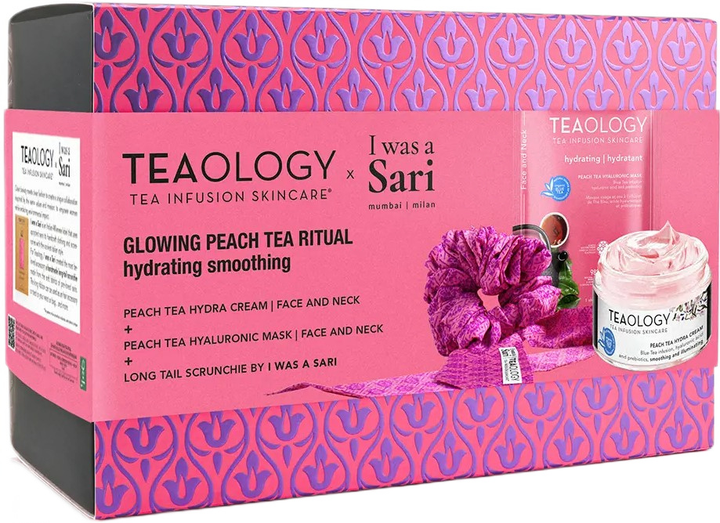 Zestaw do pielęgnacji twarzy Teaology Peach Tea Krem nawilżający 50 ml + Maska do twarzy 21 ml + Gumka do włosów (8050148505150) - obraz 1
