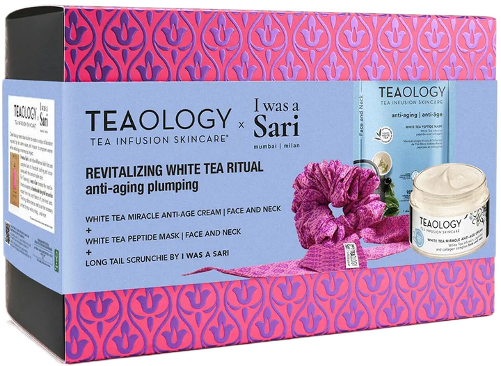 Набір для догляду за обличчям Teaology White Tea Miracle Anti-age Крем проти зморшок 50 мл + Маска для обличчя 21 мл + Резинка для волосся (8050148505167) - зображення 1