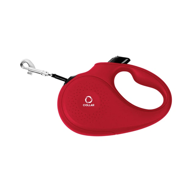 Повідець-рулетка CoLLaR для собак, розмір L, 50 кг, 5 м, світловідбивна стрічка, червоний - зображення 2
