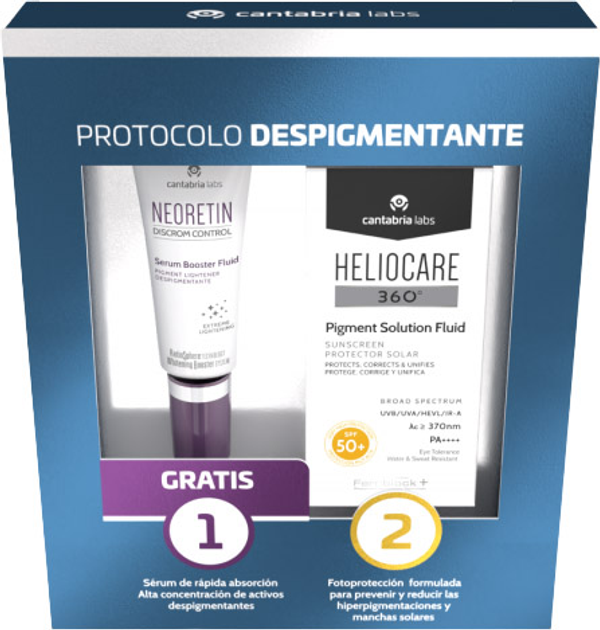 Zestaw Heliocare 360 Pigment Solution Przeciwsłoneczny fluid do twarzy SPF 50+ 50 ml + Serum do twarzy 15 ml (8436574363456) - obraz 1