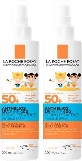 Spray przeciwsłoneczny La Roche Posay Anthelios Dermo Pediatrics SPF 50+ dla dzieci 2 x 200 ml (8431567616380) - obraz 2