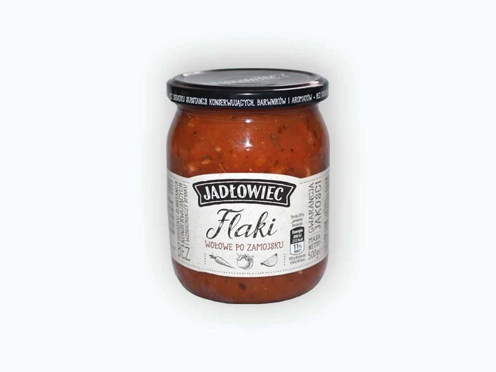 Фляки по-замойськи з яловичини Flaki Wolowe Po Zamojsku Jadlowiec 500 г - Фото 1 Фляки по-замойськи з яловичини Flaki Wolowe Po Zamojsku Jadlowiec 500 г - зображення 1