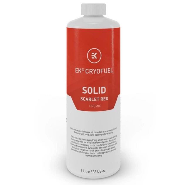 Охолоджувальна рідина Ekwb EK-CryoFuel Solid Scarlet Red (Premix 1000mL) (3831109880333) - Фото 1 Охолоджувальна рідина Ekwb EK-CryoFuel Solid Scarlet Red (Premix 1000mL) (3831109880333) - зображення 1