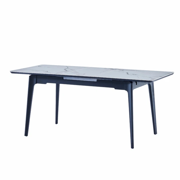 Стіл обідній розкладний BERLIN CERAMIC 140(180)x80 Білий глянець Чорний каркас (9749) - зображення 2