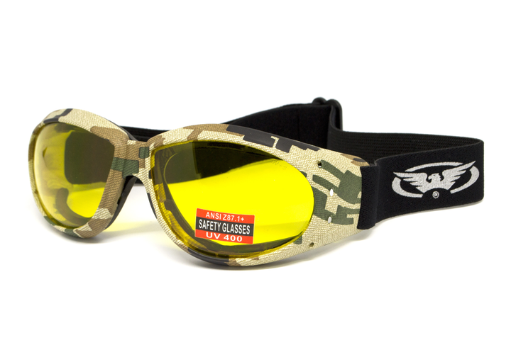 Окуляри захисні з ущільнювачем Global Vision Eliminator Camo Pixel (yellow), жовті в камуфльованій оправі(GV-ELIMCD-AM) - изображение 1