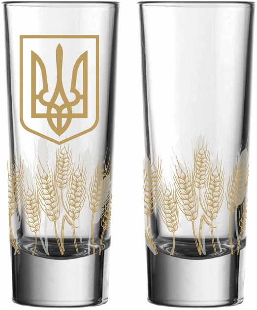 Набір чарок Concept Glass Золотий Герб 66 мл х 4 шт (CG4-106064) - Фото 1 Набір чарок Concept Glass Золотий Герб 66 мл х 4 шт (CG4-106064) - зображення 1