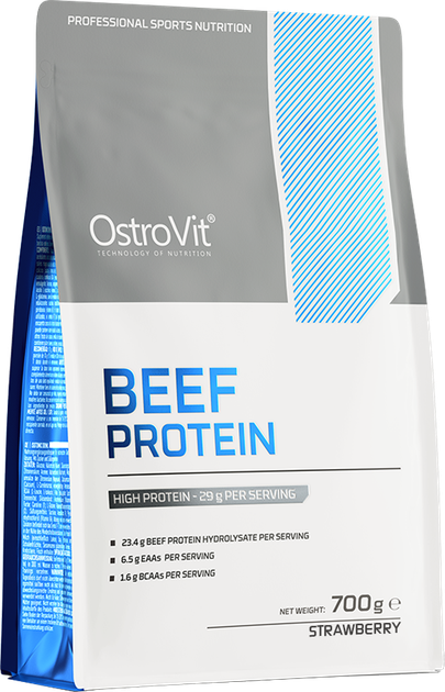 Protein OstroVit Beef Protein Truskawka 700 g (5903933910130) - obraz 1