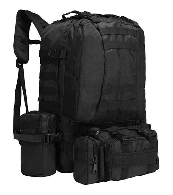 Рюкзак з підсумками HLV A08, 50 л, для полювання, риболовлі, туризму, чорний - зображення 1