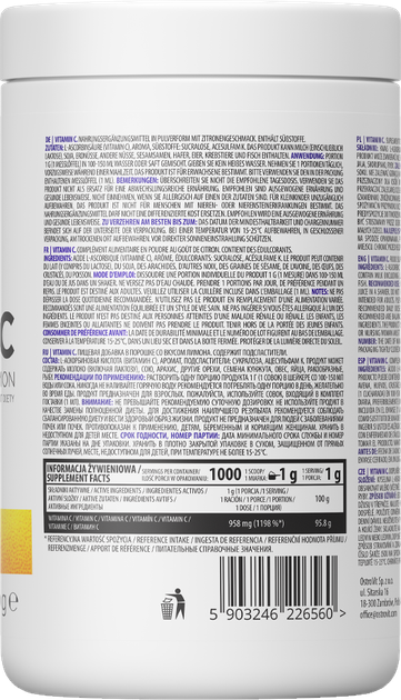 Харчова добавка OstroVit Vitamin C 1000 г Лимон (5903246226560) - зображення 2