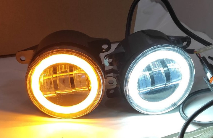 Дополнительные противотуманные LED фары ПТФ на Daewoo NEXIA 3,5" 45+45W W/Y обід/повор 06- комплект Дэу Нексия M2065155 - изображение 3