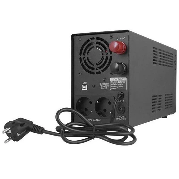 Джерело безперебійного живлення ДБЖ Powercom NF-1500AP LCD 1500VA 1050W USB 2 SCHUKO Black - зображення 4