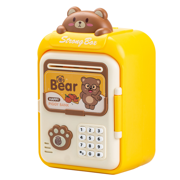 Скарбничка-сейф дитяча Bear з кодовим замком та відбитком пальця, жовтий(HP12265Y)(WB) - изображение 3