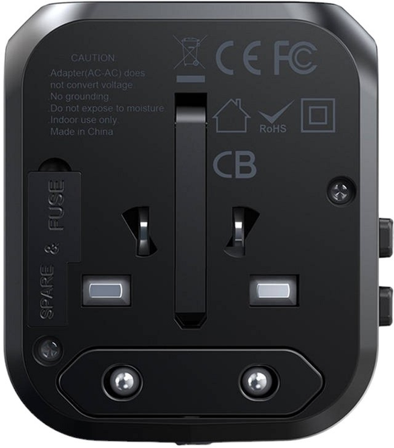 Мережевий зарядний пристрій Choetech 3 x USB-A 1 x USB-C 30 W US/EU/UK/AU Black (6932112102010) - зображення 4