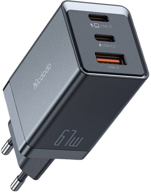 Мережевий зарядний пристрій Mcdodo 2 x USB-C USB 67W Black (CH-1541) - зображення 1