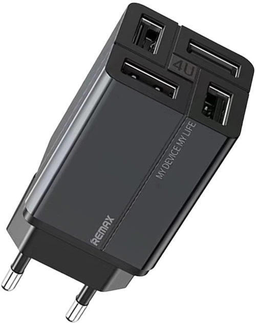 Сетевое зарядное устройство Remax 4 x USB 3.4 A Black (RP-U43 EU-black) - Фото 3 Сетевое зарядное устройство Remax 4 x USB 3.4 A Black (RP-U43 EU-black) - изображение 3