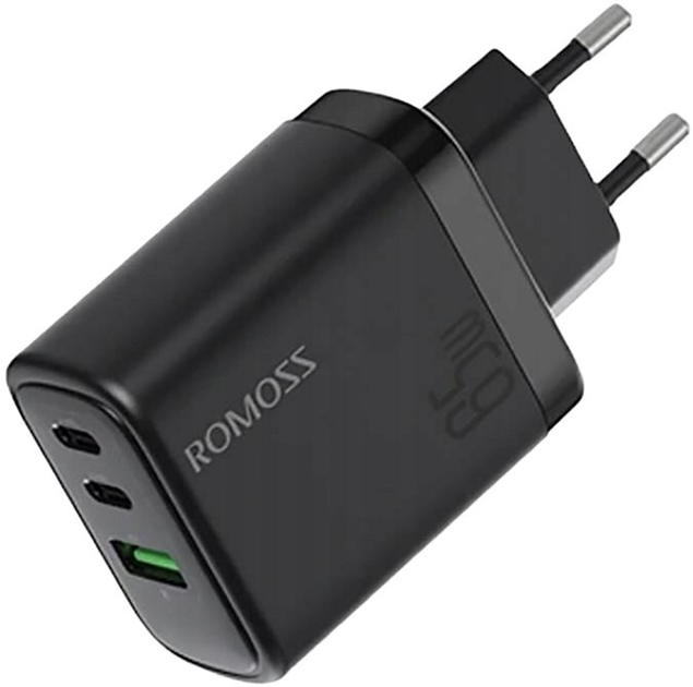 Ładowarka sieciowa Romoss 2 x USB-C + USB 65 W Czarna (AC65H-18-214H) - obraz 1