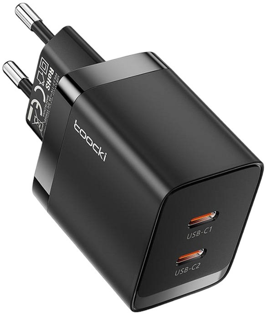 Ładowarka sieciowa Toocki 2 x USB-C 40 W Czarna (TCTCC-SCD02) - obraz 1
