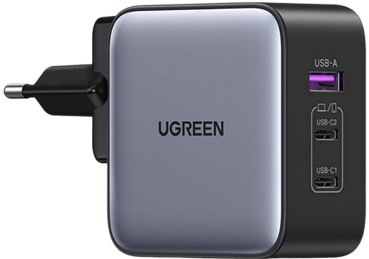 Мережевий зарядний пристрій Ugreen Nexode 2 x USB-C + USB 65 W (6941876221479) - зображення 1