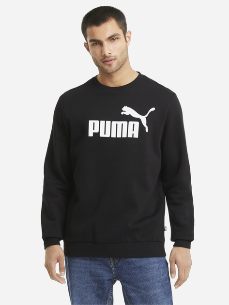 Bluza bez kaptura polarowa męska Puma Ess Big Logo Crew Fl 58667801 XL Czarna (4063697319769) - obraz 1