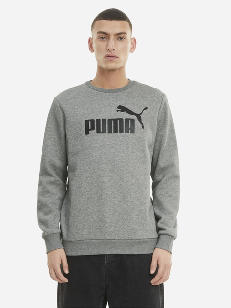 Bluza bez kaptura polarowa męska Puma Ess Big Logo Crew Fl 58667803 L Szara (4063697320352) - obraz 1