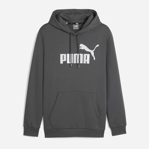 Bluza z kapturem ocieplana męska Puma Ess Big Logo Hoodie Fl (S) 58668769 2XL Ciemnoszara (4099686945107) - obraz 1