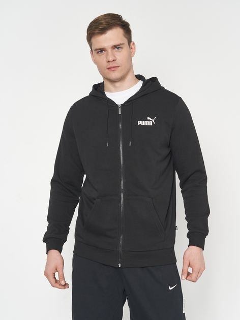 Толстовка на блискавці чоловіча Puma Ess Small Logo Fz Hoodie Tr 58670401 S Чорна (4063697310025) - зображення 1