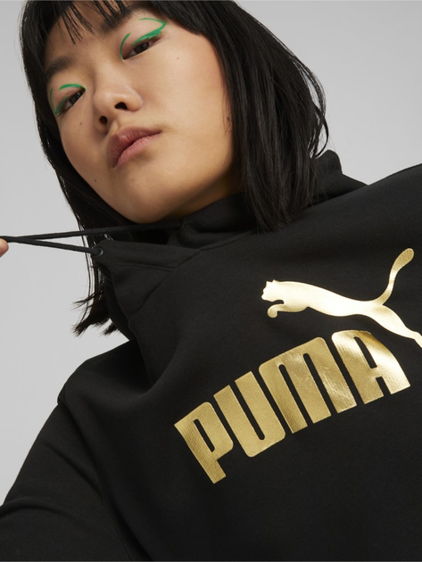 Bluza z kapturem damska Puma Ess+ Metallic Logo Hoodie Tr 84909601 S Czarna (4065453124990) - obraz 5