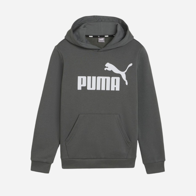 Młodzieżowa bluza z kapturem ocieplana chłopięca Puma Ess Big Logo Hoodie Fl B 586965-60 134-140 cm Ciemnoszara (4099685595891) - obraz 4