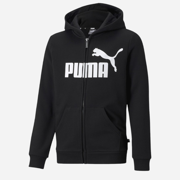 Młodzieżowa bluza rozpinana chłopięca Puma Ess Big Logo Fz Hoodie Tr B 586968-01 140 cm Czarna (4063697294547) - obraz 1