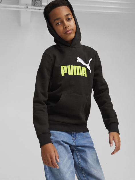 Дитяче тепле худі на флісі для хлопчика Puma Ess+ 2 Col Big Logo Hoodie Fl 58698759 116 см Чорне (4099685450206) - зображення 1