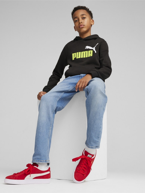 Młodzieżowa bluza z kapturem ocieplana chłopięca Puma Ess+ 2 Col Big Logo Hoodie Fl 58698759 134-140 cm Czarna (4099685450220) - obraz 3