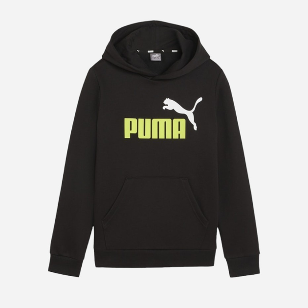 Młodzieżowa bluza z kapturem ocieplana chłopięca Puma Ess+ 2 Col Big Logo Hoodie Fl 58698759 158-164 cm Czarna (4099685450244) - obraz 4