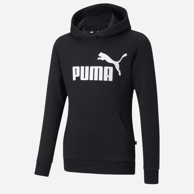 Dziewczęca bluza z kapturem ocieplana Puma Ess Logo Hoodie Fl G 587031-01 116 cm Czarna (4063697161344) - obraz 1