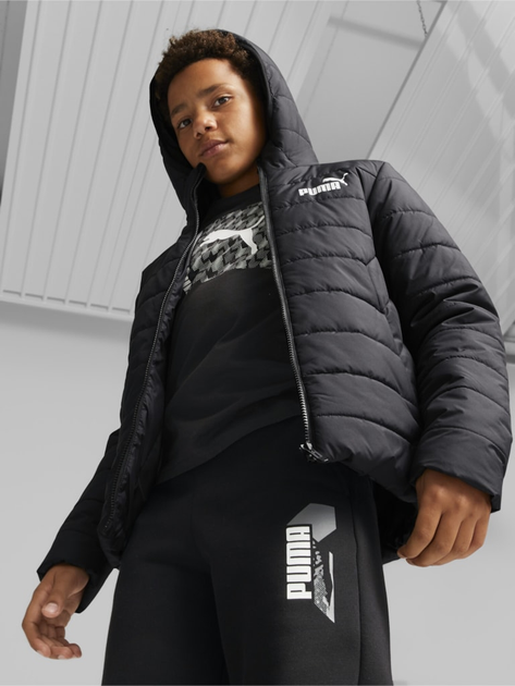 Підліткова демісезонна куртка для хлопчика Puma Ess Hooded Padded Jacket 67055901 176 см Чорна (4065449046411) - зображення 1
