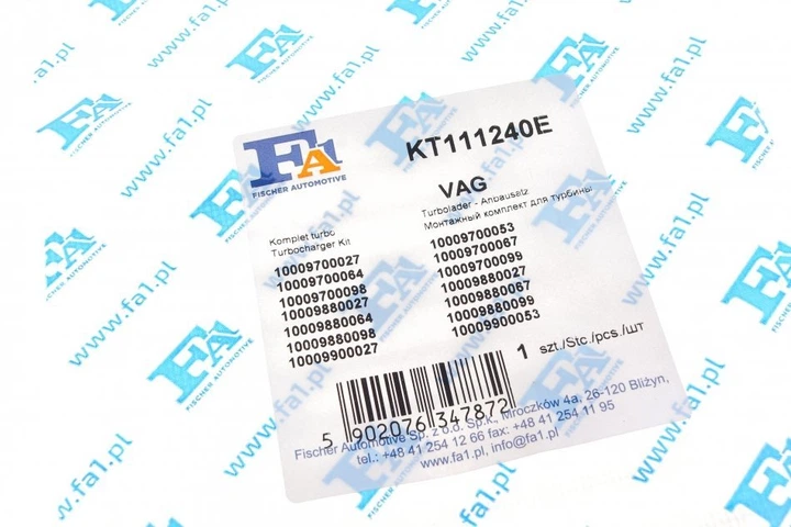 Ремкомплект турбины Fischer Automotive One (FA1) KT111240E Volkswagen Transporter, Multivan - изображение 6