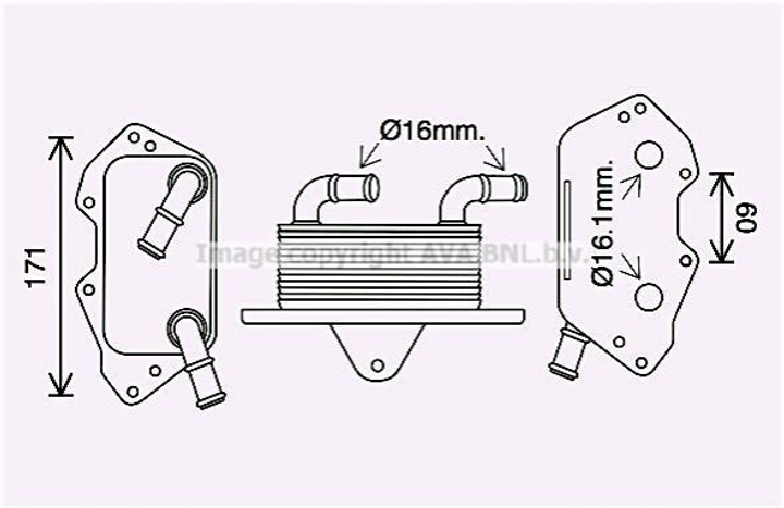 Радіатор масляний (теплообмінник) AVA COOLING AI3404 Audi A6, A4, A5, A8, A7, Allroad, Q5, Q7; Volkswagen Touareg 06E117021L, 06E117021G - зображення 1