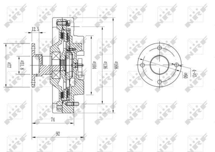 Вискомуфта вентилятора NRF 49585 Nissan Navara, Pathfinder 21082EB30A - изображение 2