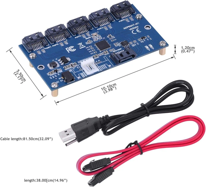Разветвитель SATA 1 to 5 Fovore Port Multiplier карта расширения