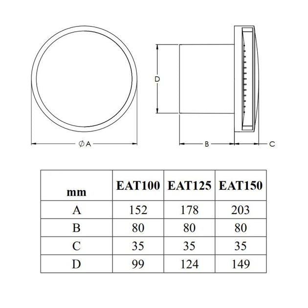 Витяжний вентилятор Europlast E-extra EAT100TG - изображение 2