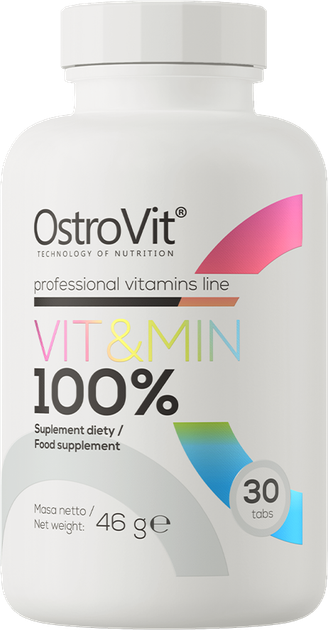 Харчова добавка OstroVit 100% Vit&Min 30 таб (5902232619300) - зображення 1