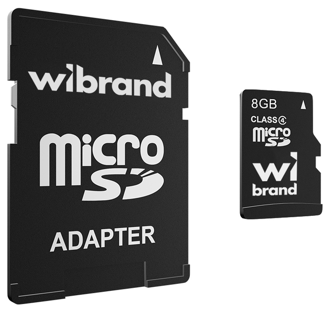Карта памяти Wibrand microSDHC 8GB Class 4 + SD адаптер (WICDC4/8GB-A) - изображение 1