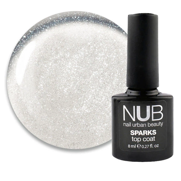 Топ для гель-лака без липкого слоя NUB Sparks Top Coat Crystal с шиммером 8 мл (962002091076) - Фото 1 Топ для гель-лака без липкого слоя NUB Sparks Top Coat Crystal с шиммером 8 мл (962002091076) - изображение 1