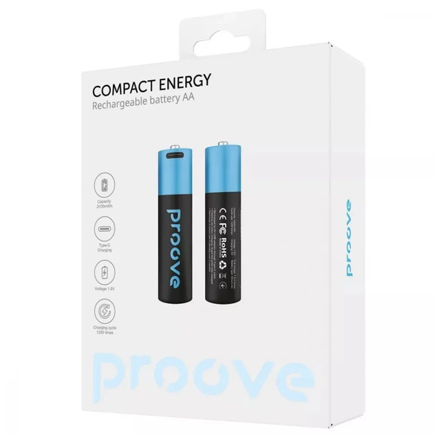 Акумуляторні батарейки Proove Compact Energy AA Type-C 1.5V 2600mAh 2pcs - зображення 2