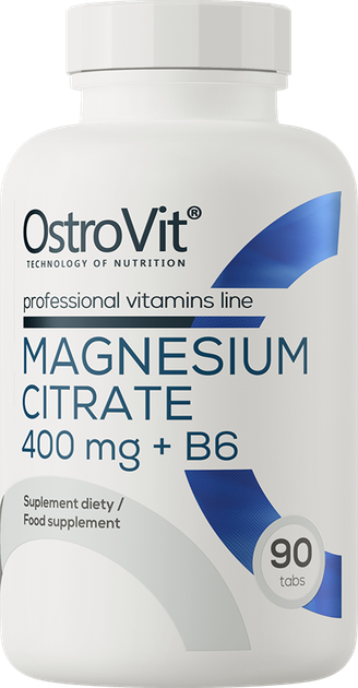 Харчова добавка OstroVit Magnesium Citrate 400 mg + B6 90 таблеток (5903246229516) - зображення 1