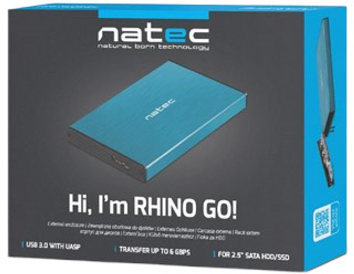 Зовнішня кишеня NATEC CASE 2.5" HDD RHINO GO USB 3.0 Blue (NKZ-1280) - зображення 5