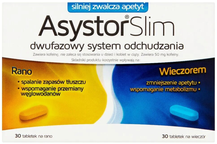 Suplement diety Asystor Slim Dwufazowy system odchudzania 60 tabletek (5908254186769) - obraz 1