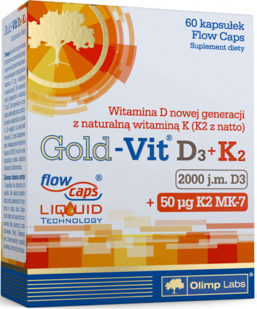 Вітамін Д3 К2 OLIMP Gold-Vit D3 + K2 (2000 IU/50 µg) 60 caps - зображення 2