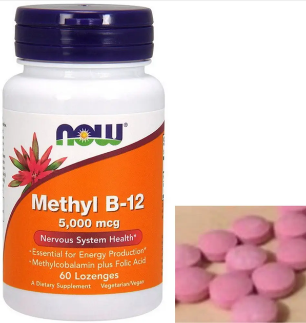 Вітамін Б12 метилкобаламін Now Foods Methyl B-12 5000 mcg 60 льодяників - зображення 3
