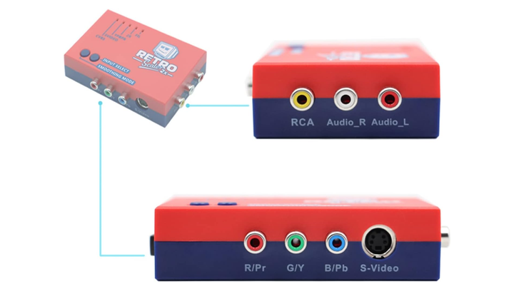 Адаптер Retro Scaler 2X AV to HDMI Converter and Line-Doubler PlayStation 2 1 Wii SNES Sega Mega Drive Red Blue - изображение 5
